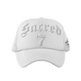 Sacred 7 Embroidered Trucker - White On White